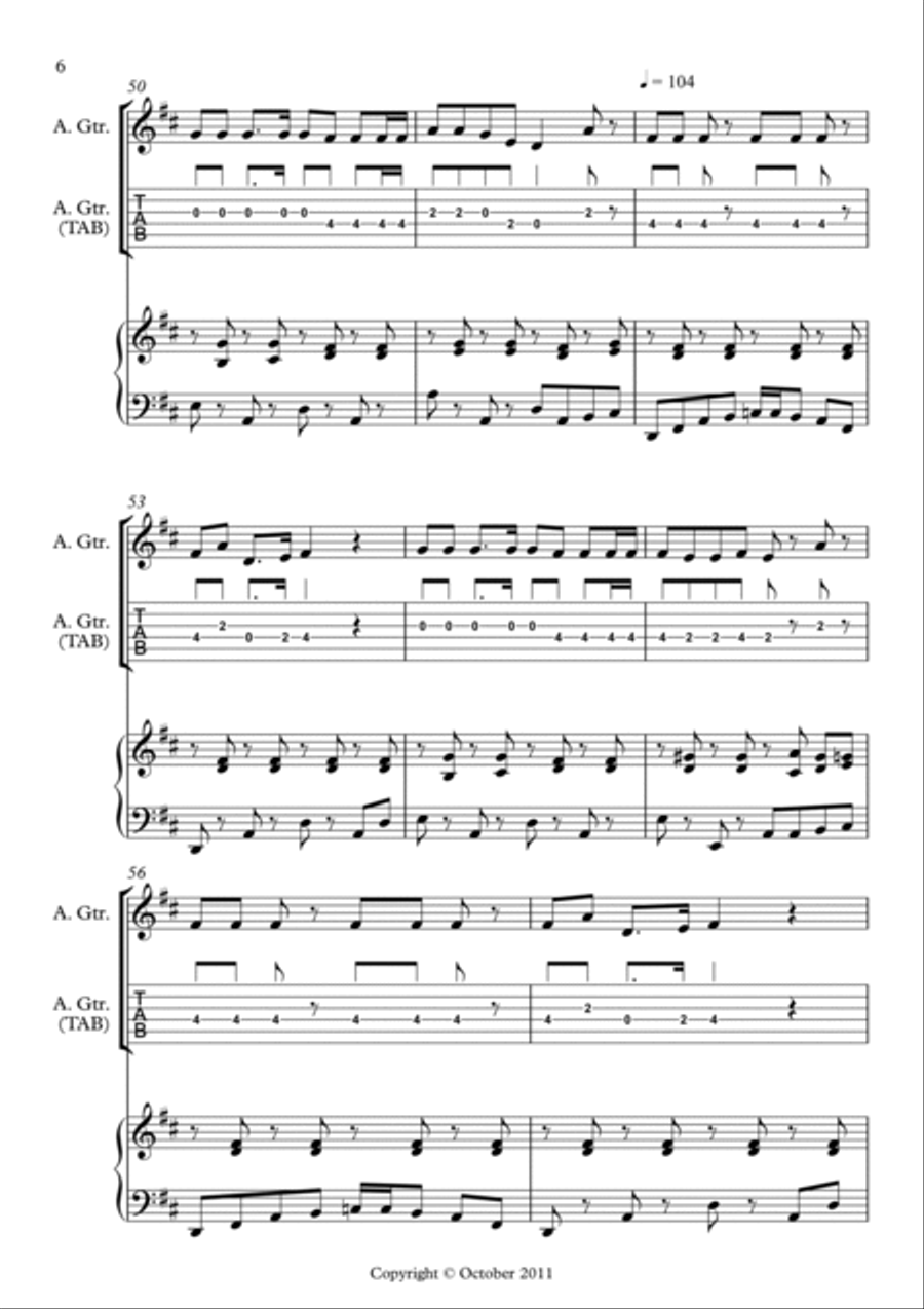 8 Easy Christmas Duets for Guitar (including TAB) and Piano Acoustic Guitar scores gallery preview page 6