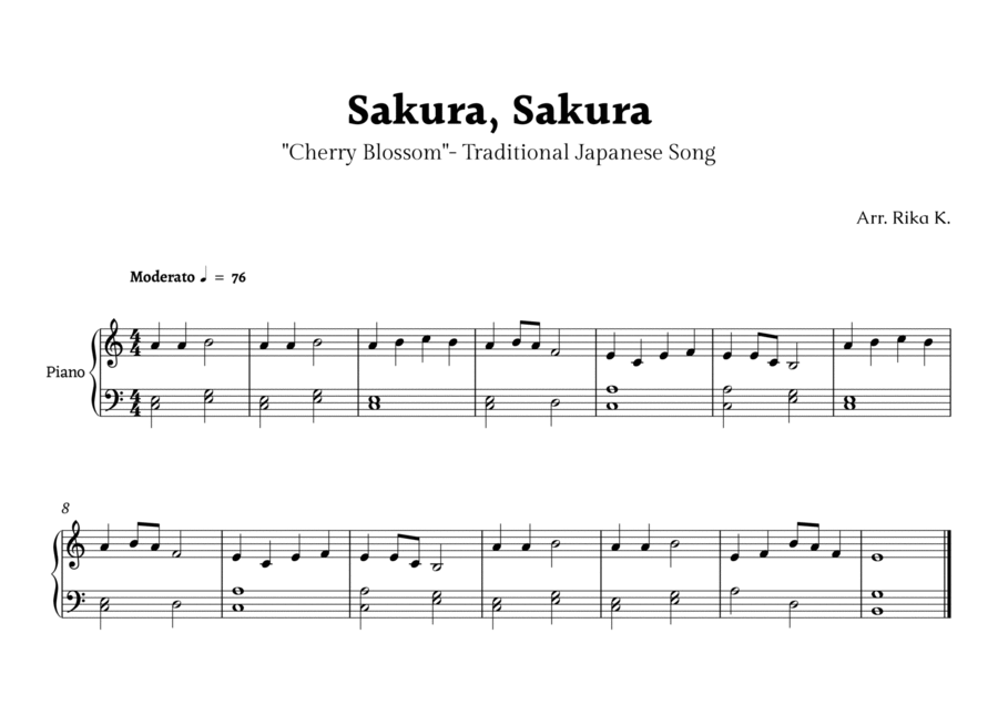 Sakura, Sakura for Piano Easy Piano scores gallery preview page 1