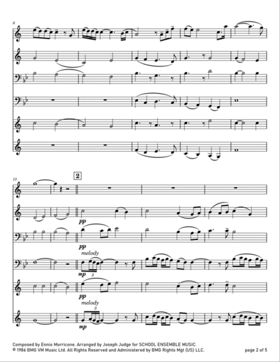 Gabriel's Oboe Gabriel's Oboe Brass Quartet scores gallery preview page 2
