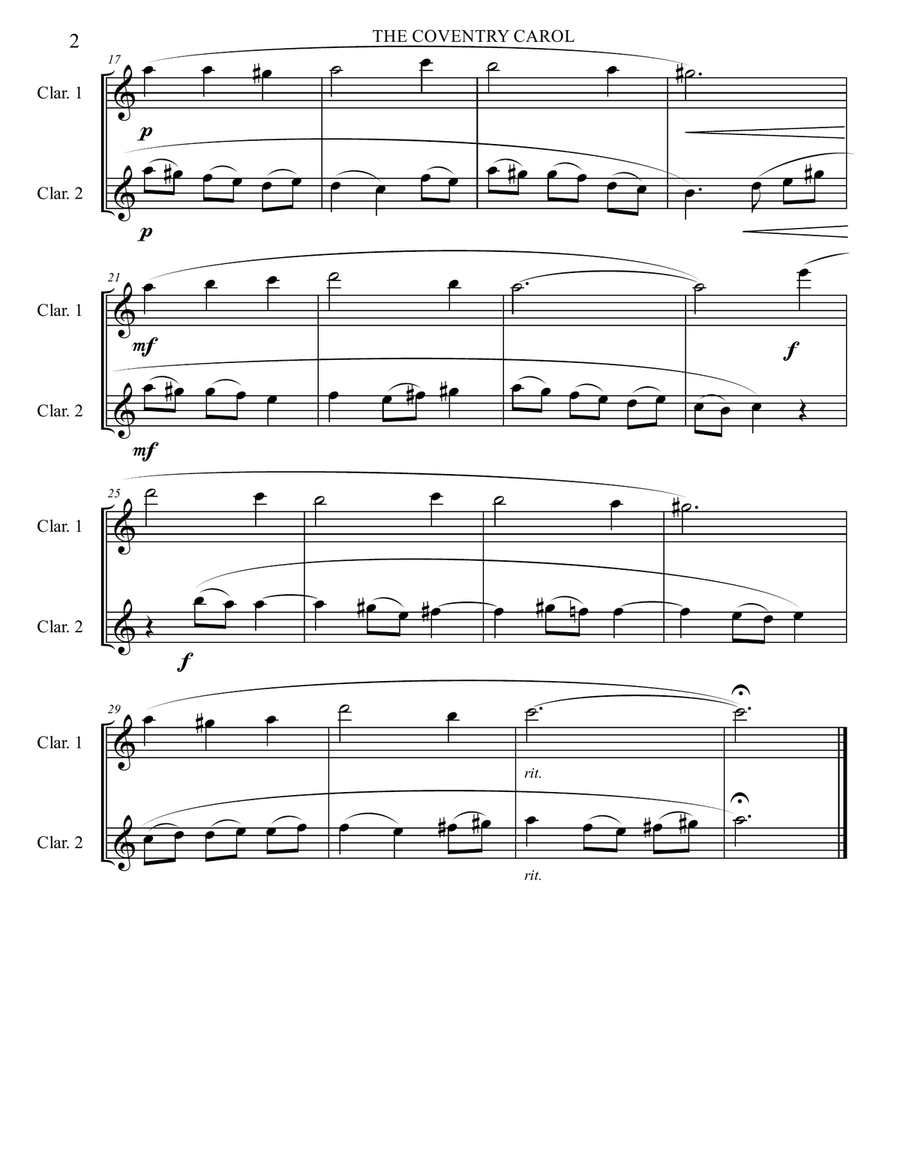 6 Christmas Carols for Clarinet Duet - Intermediate level image number null