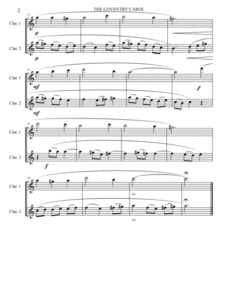 6 Christmas Carols for Clarinet Duet - Intermediate level image number null