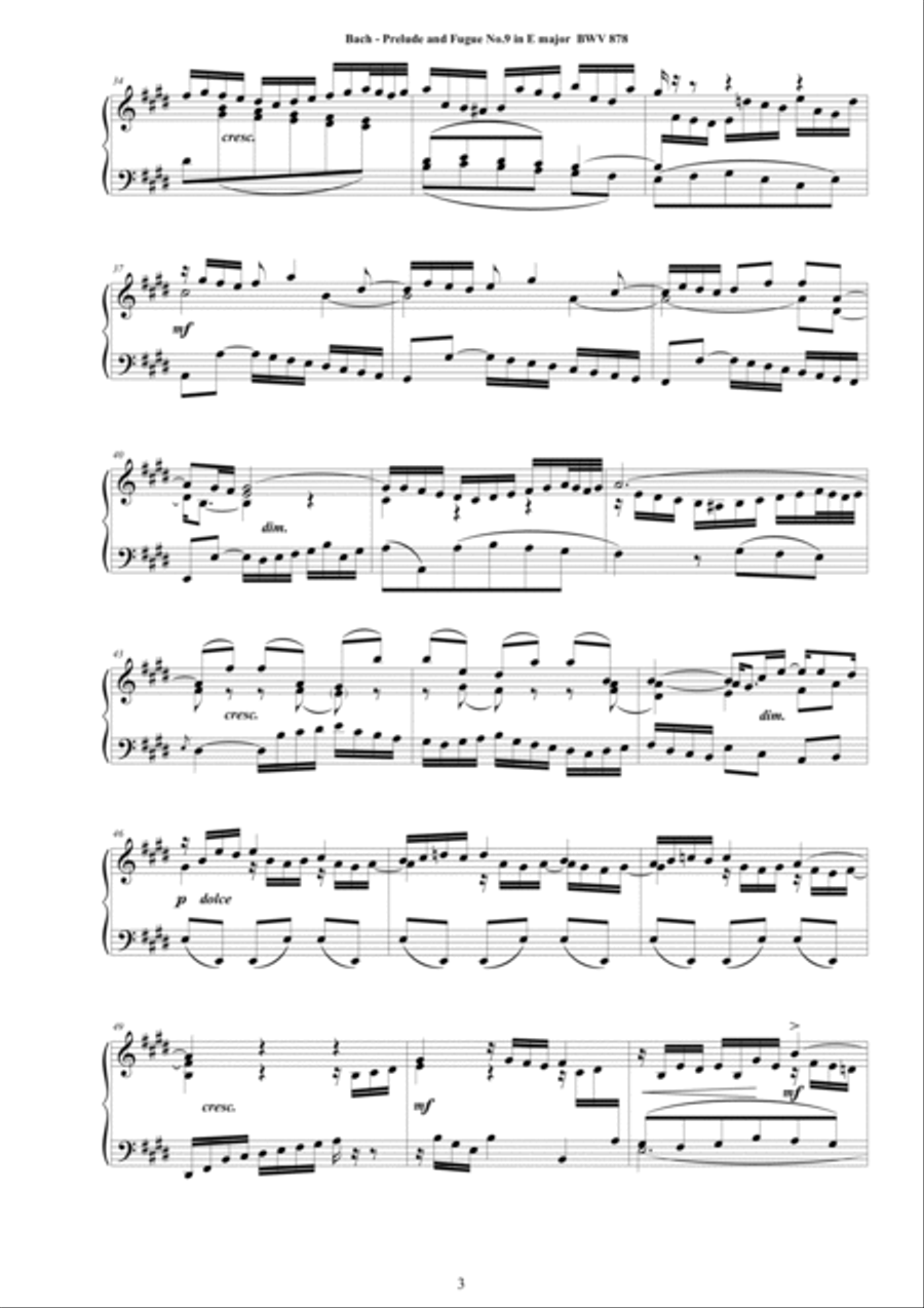 Bach - Prelude and Fugue No.9 in E major BWV 878 for Piano Piano Solo scores gallery preview page 3