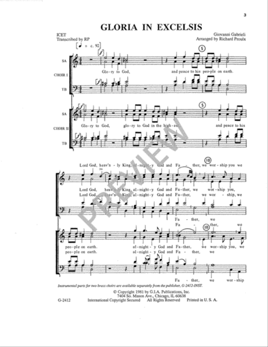 Gloria in Excelsis 4-Part scores gallery preview page 4