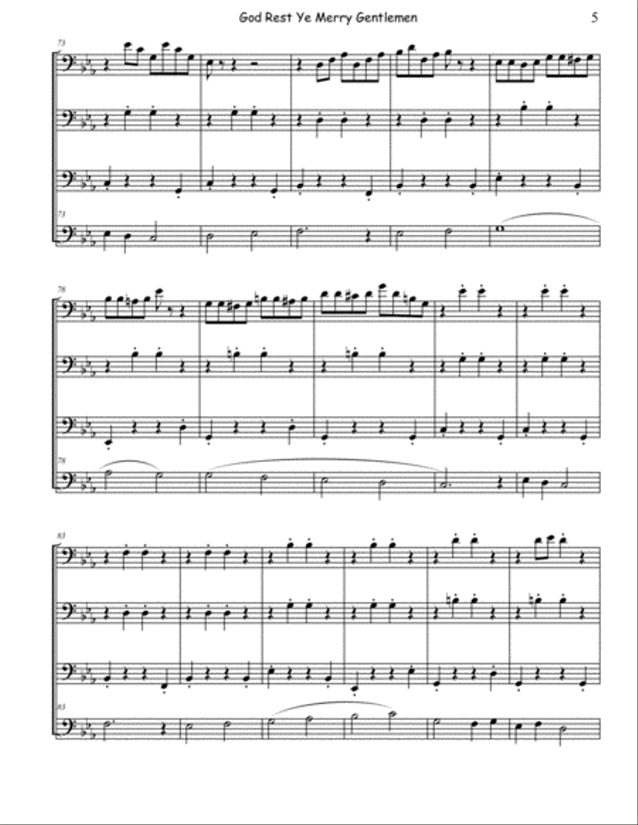 God Rest Ye Merry Gentlemen for Bassoon Quartet (W/Contrabsn.) Woodwind Quartet scores gallery preview page 5