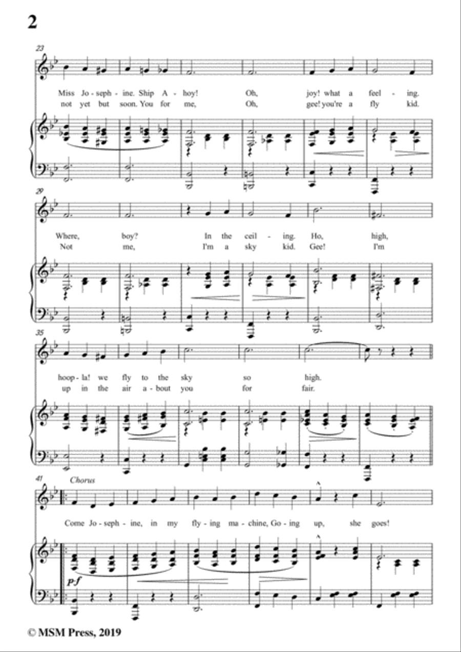 Fred Fisher-Come,Josephine,in My Flying Machine,in B flat Major,for Voice&Piano Voice scores gallery preview page 4