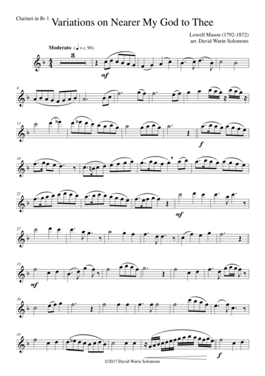 Variations on Nearer my God to Thee (Bethany) for clarinet quartet (3 clarinets and 1 bass) image number null