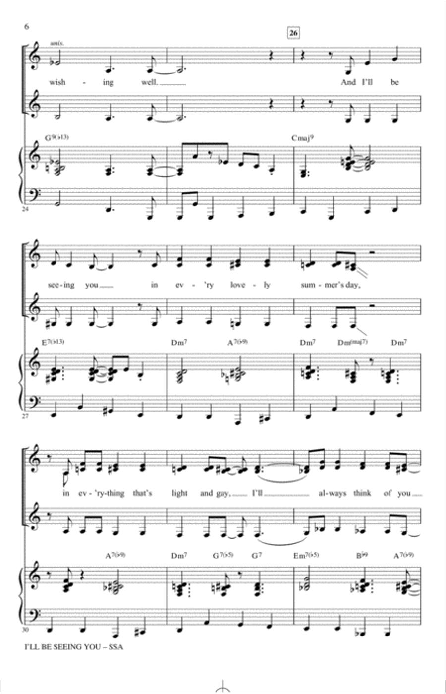 I'll Be Seeing You (arr. Kirby Shaw) SSA scores gallery preview page 4