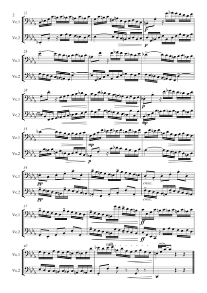 Bach - Toccata - Fugue in E Minor BWV855 - 2 Cellos, Cello Duo image number null