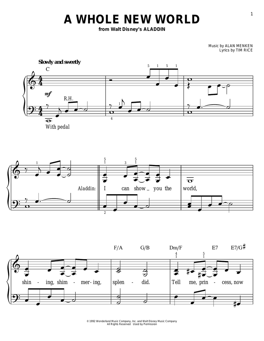 A Whole New World (from Aladdin) Voice scores gallery preview page 1