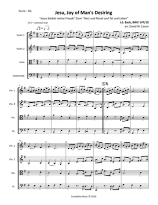 Jesu, Joy of Man's Desiring BWV 147-10 (Bach) STRING QUARTET