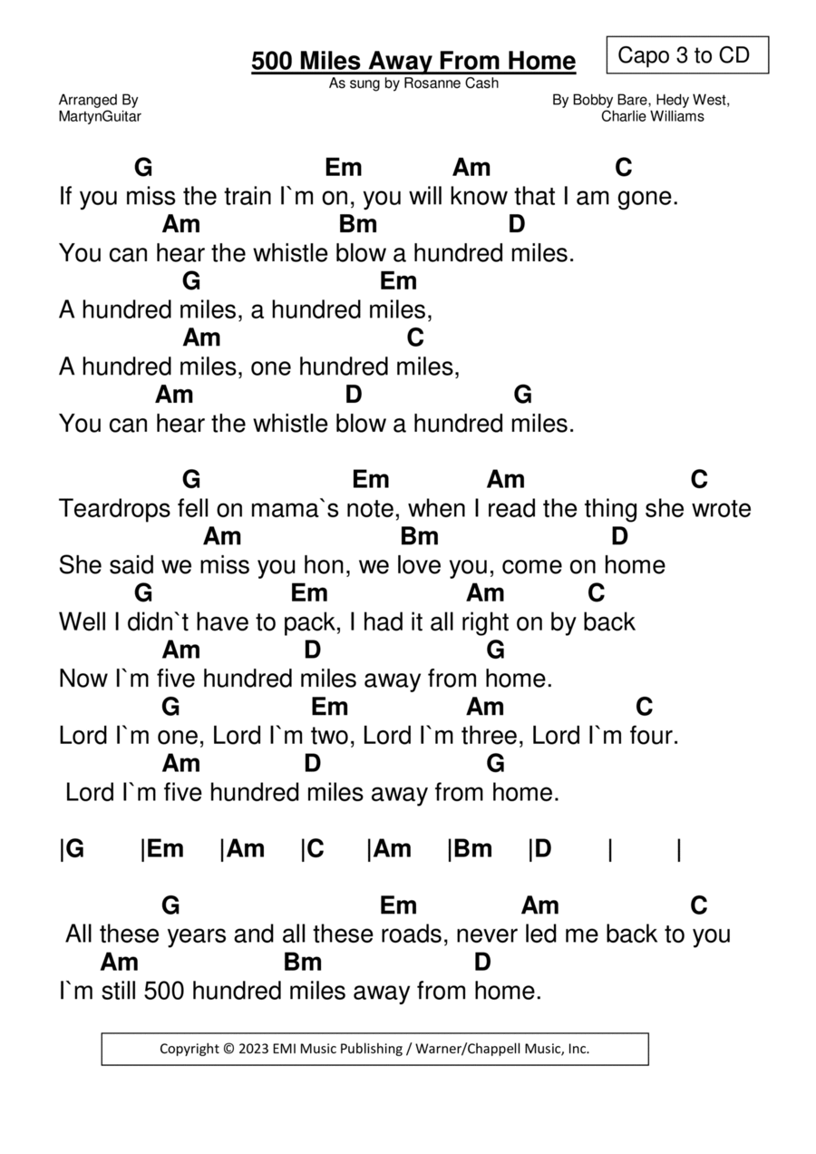 500 Miles Away From Home Acoustic Guitar scores gallery preview page 1