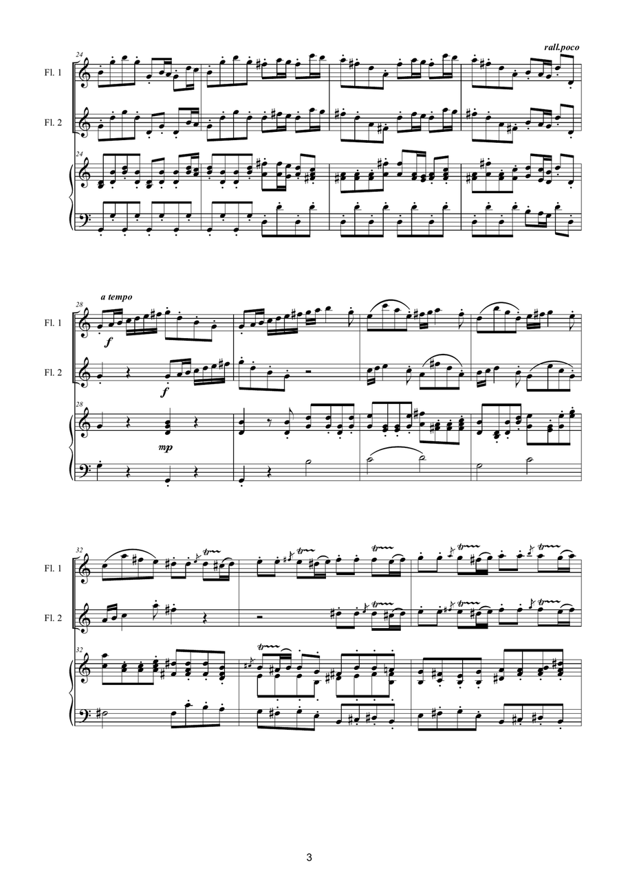 Vivaldi - Double Concerto in C major RV 533 for Two Flutes and Cembalo (or Piano) Flute Duet scores gallery preview page 3
