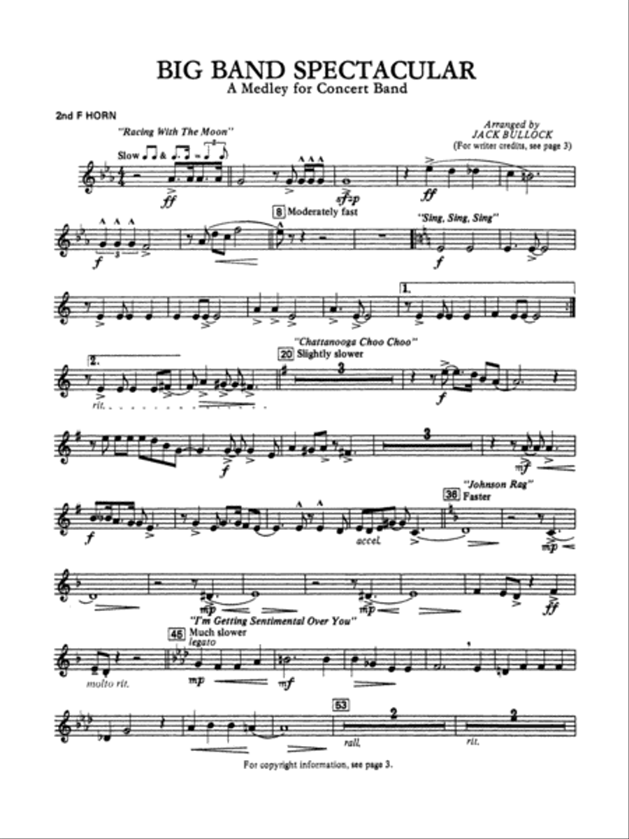 Big Band Spectacular: 2nd F Horn Concert Band scores gallery preview page 1