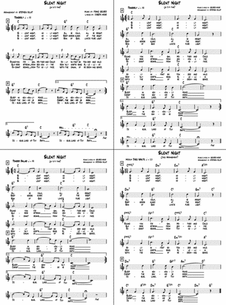 Silent Night - Lead sheet arranged in 6/8, 3/4, 4/4 and jazz waltz time (key of C)