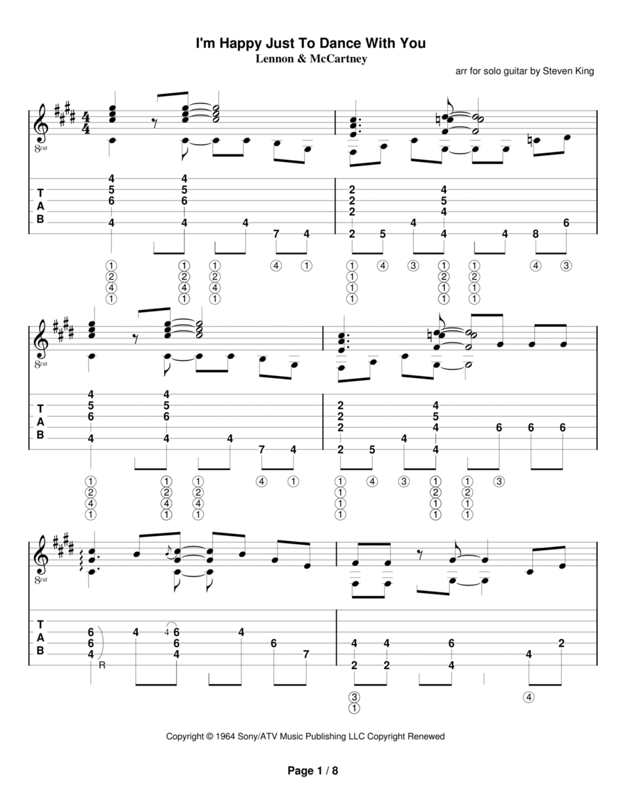 I'm Happy Just To Dance With You Electric Guitar scores gallery preview page 1