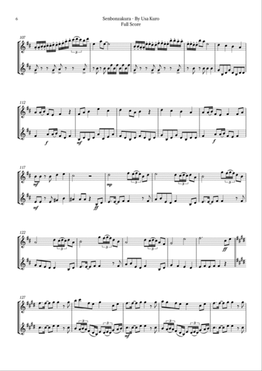 Senbonzakura Woodwind Duet scores gallery preview page 6