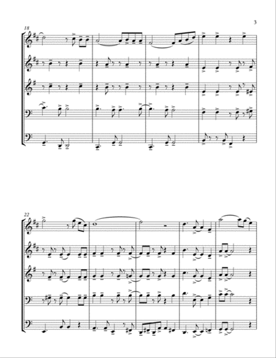 Franz Xaver Gruber. SILENT NIGHT -brass quintet- arrenged by KHUUSHAAN BATZAYA Brass Quintet scores gallery preview page 3