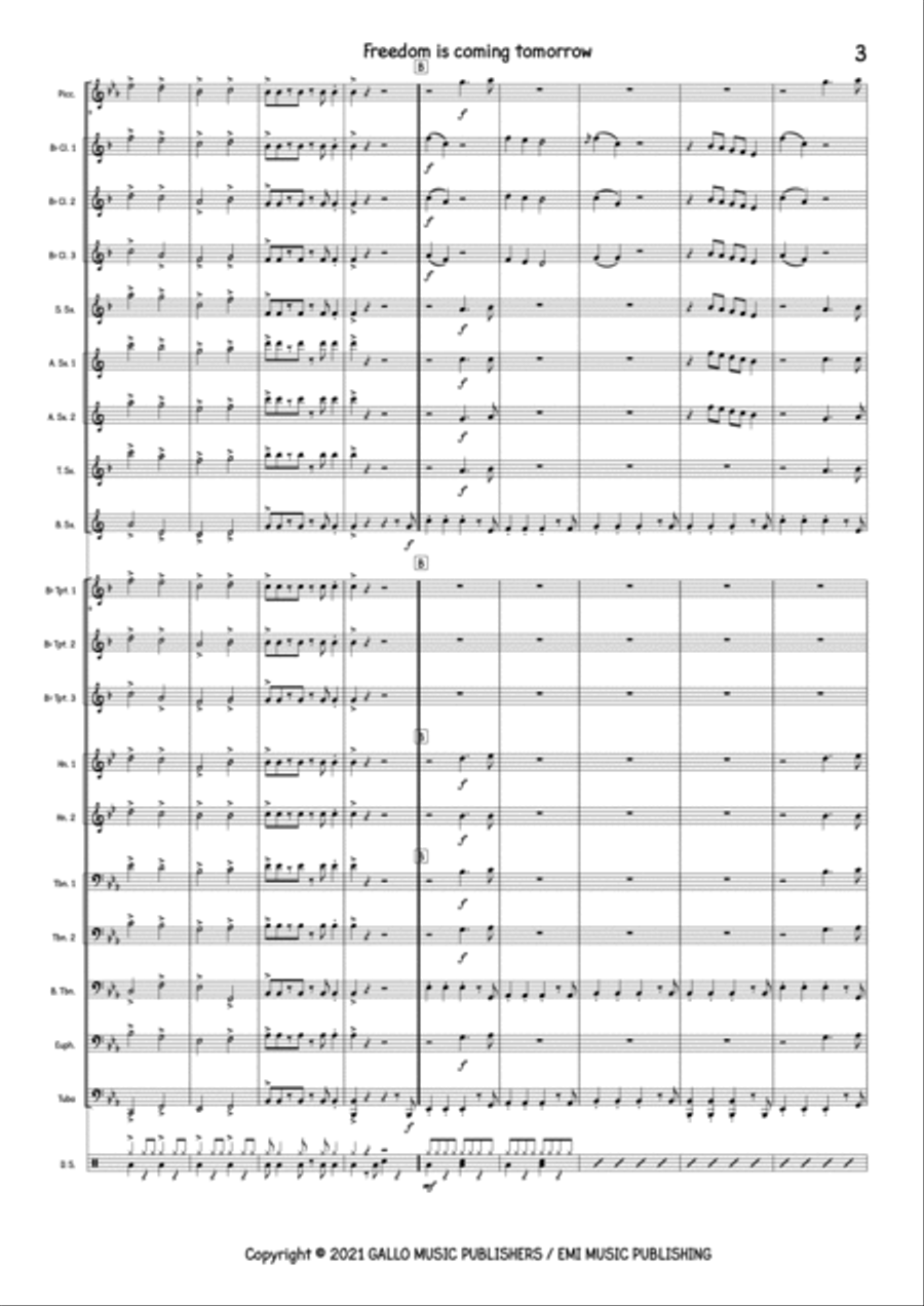 Freedom Is Coming Tomorrow Marching Band scores gallery preview page 3