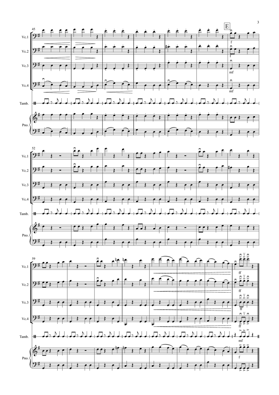 Little Tango for Beginning Cello Quartet Cello Solo scores gallery preview page 3