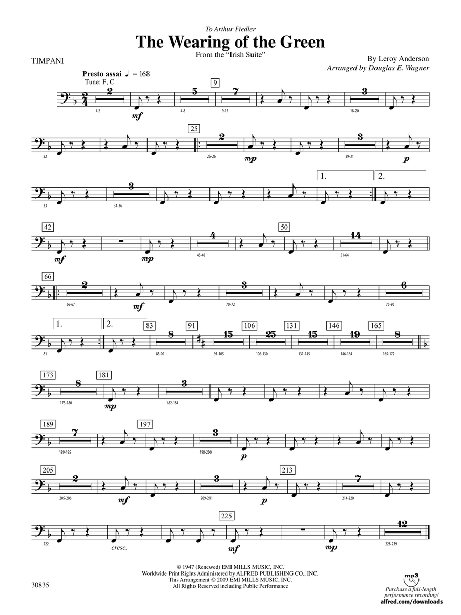 The Wearing of the Green (from the Irish Suite): Timpani