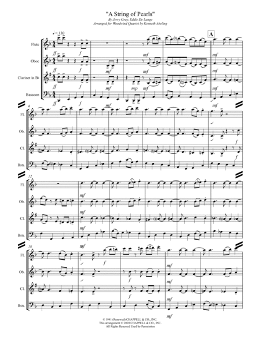 A String Of Pearls Woodwind Quartet scores gallery preview page 2