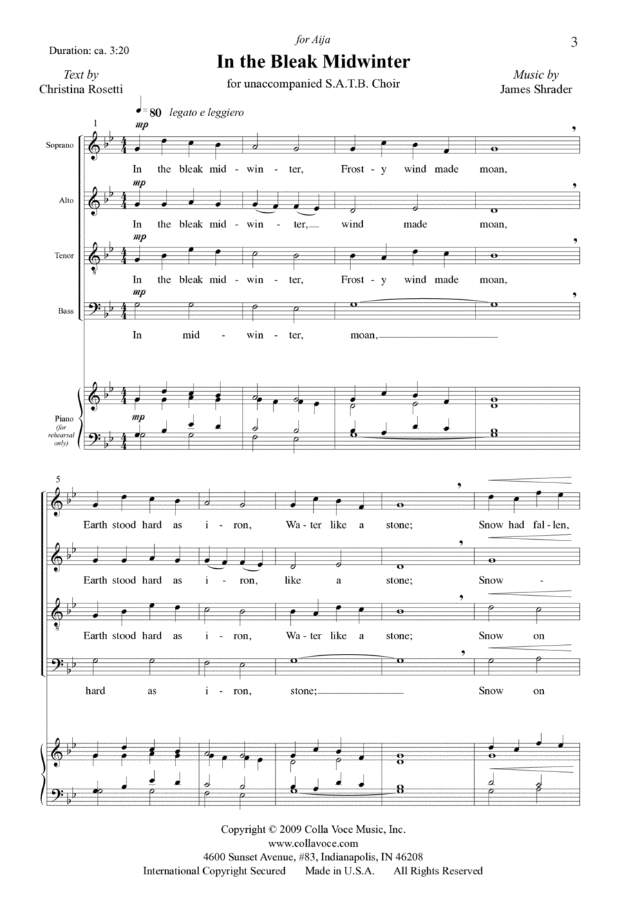 In The Bleak Midwinter 4-Part scores gallery preview page 1