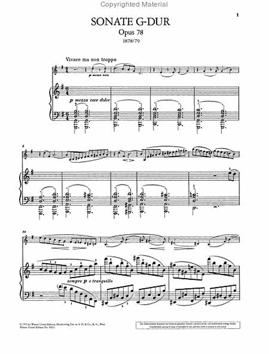 Sonata for Piano and Violin, G major, Op. 78