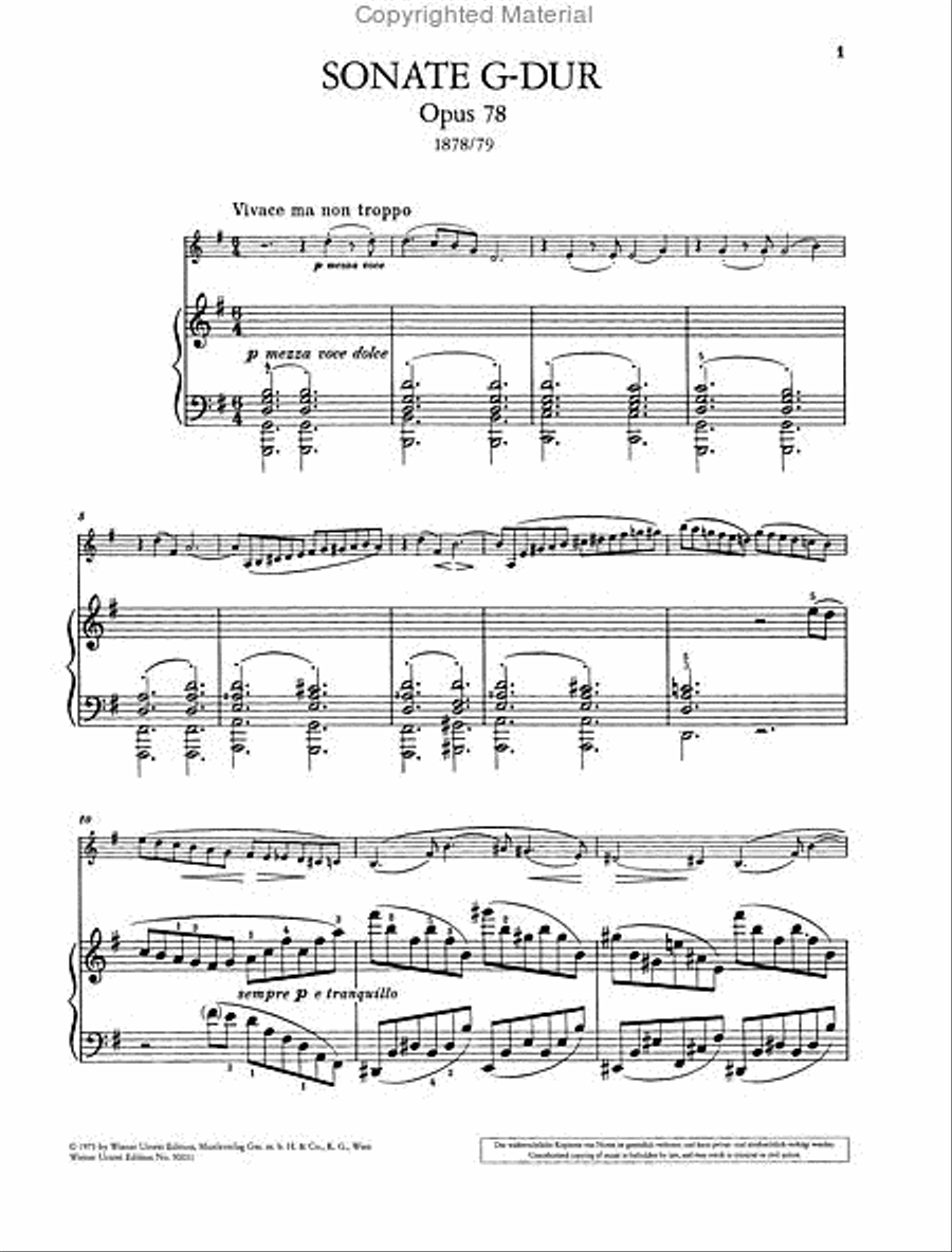 Sonata for Piano and Violin, G major, Op. 78 Violin Solo scores gallery preview page 2