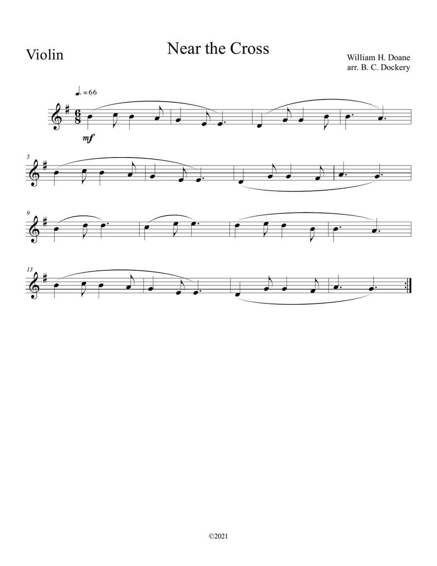 Near the Cross (violin and cello duet) with optional piano accompaniment Piano Trio scores gallery preview page 3