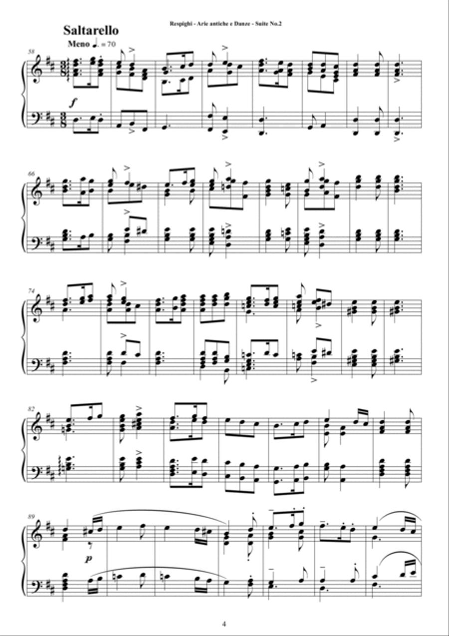 Respighi - Suite No.2 - Antiche Arie e Danze for Piano Piano Solo scores gallery preview page 4