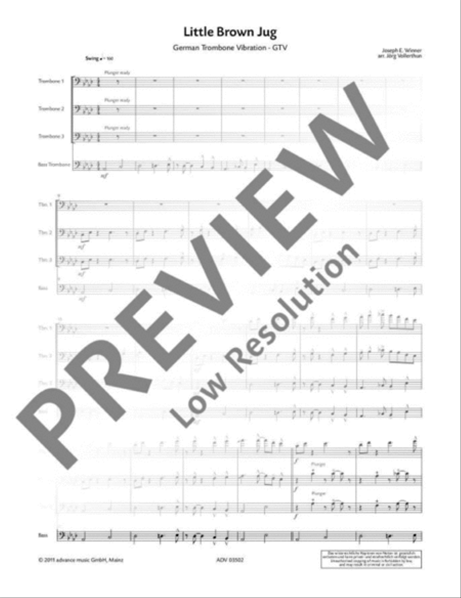 Little Brown Jug Little Brown Jug Trombone Quartet scores gallery preview page 4