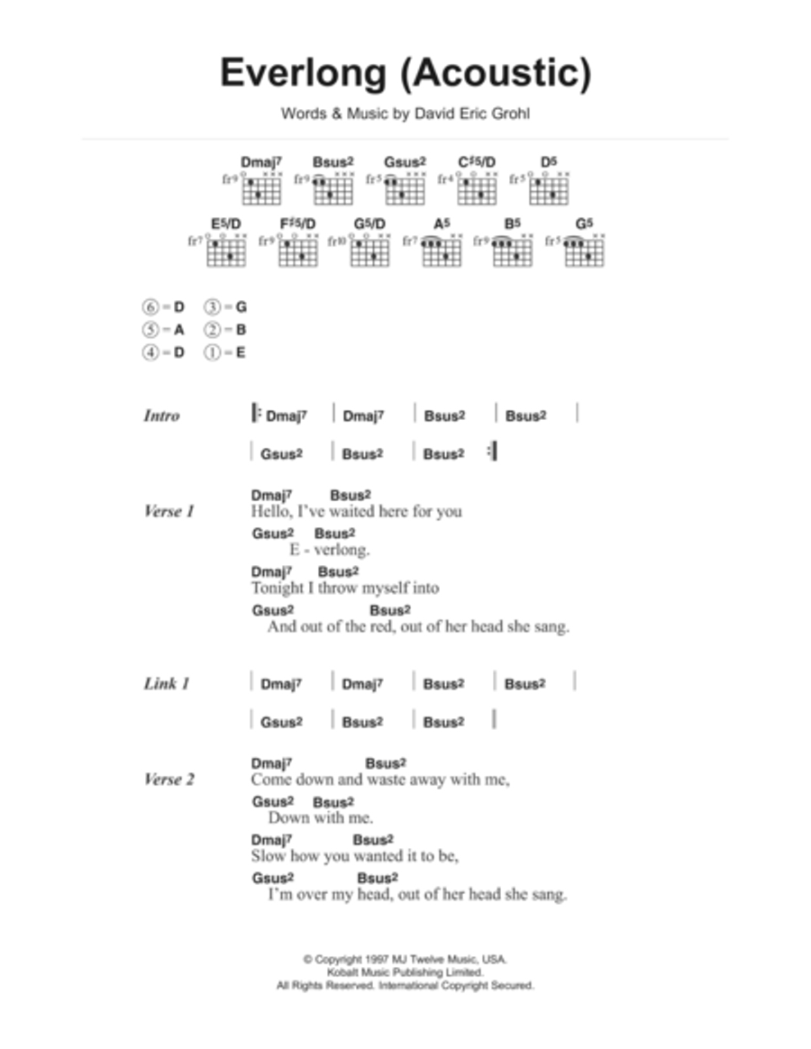 Everlong (Acoustic version) Acoustic Guitar scores gallery preview page 1