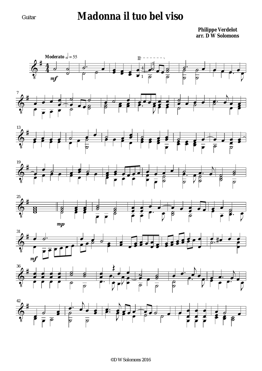 Madonna il tuo bel viso for flute and guitar Flute scores gallery preview page 4