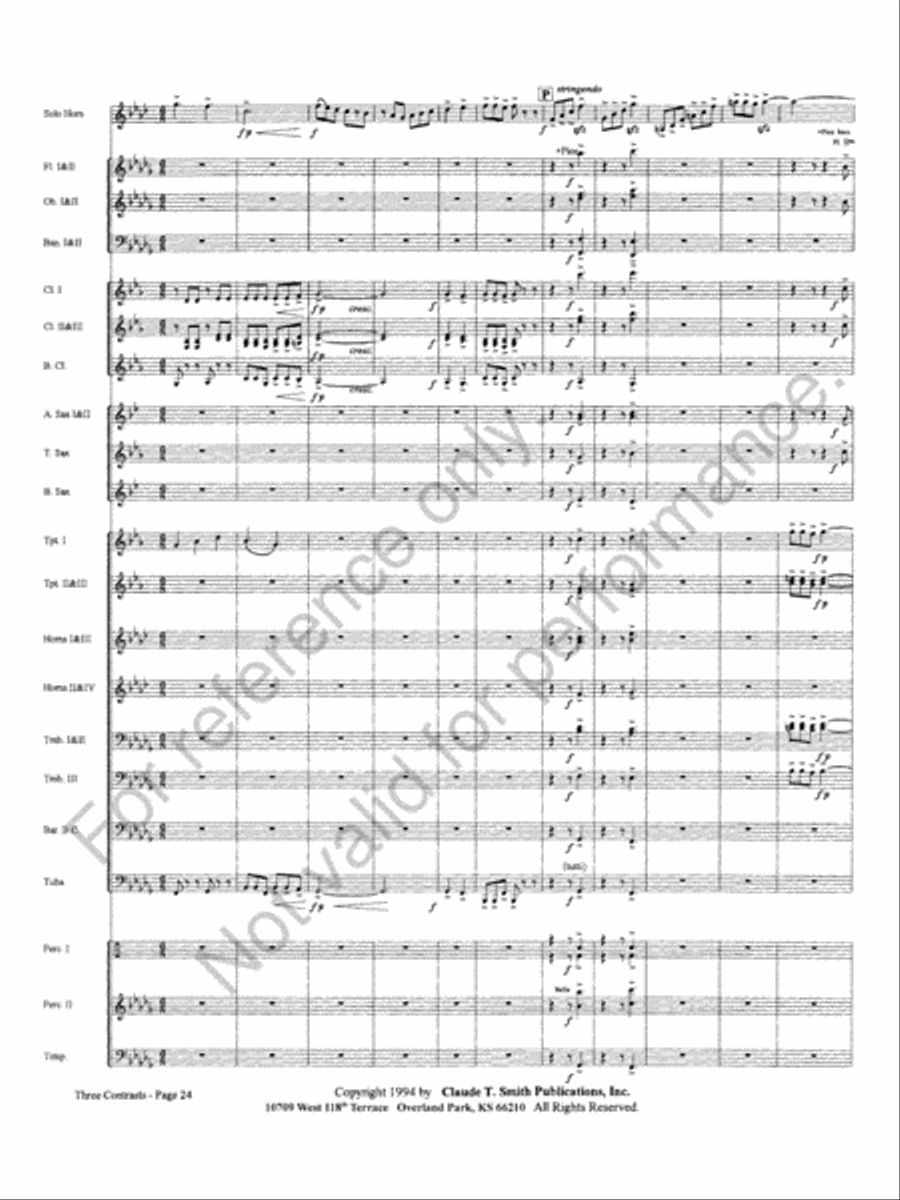 Three Contrasts for Two Horns And Wind Ensemble Concert Band scores gallery preview page 28