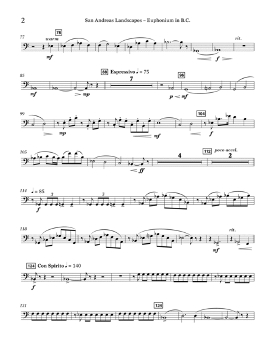 San Andreas Landscapes - Euphonium in Bass Clef Euphonium scores gallery preview page 2