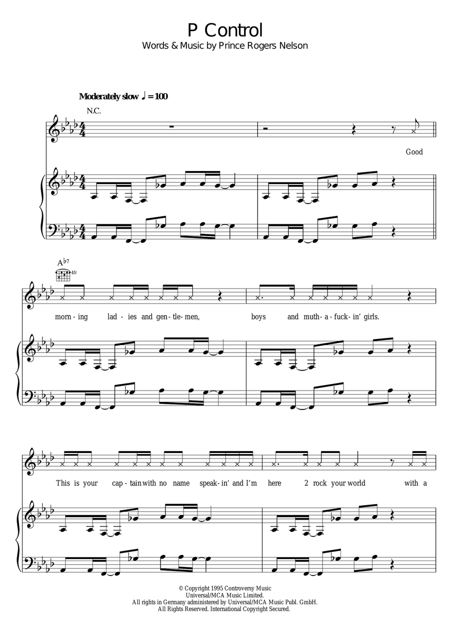 P Control Piano, Vocal, Guitar scores gallery preview page 1