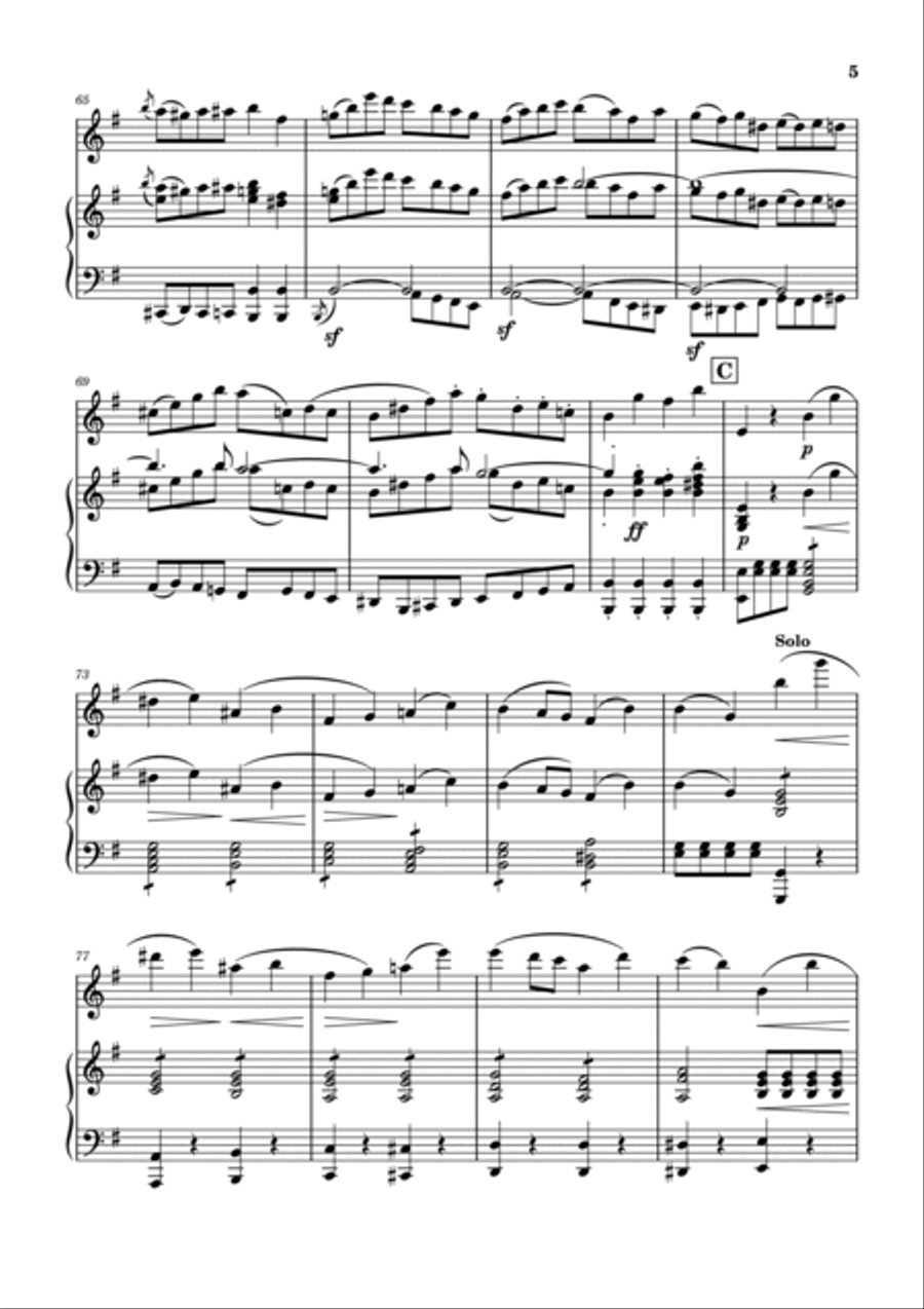Mendelssohn - Violin Concerto in E minor Op.64 - For Flute and Piano Original Flute Solo scores gallery preview page 5