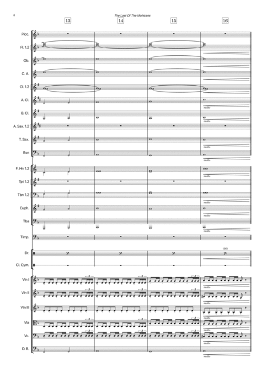 Last Of The Mohicans (main Theme) Full Orchestra scores gallery preview page 4