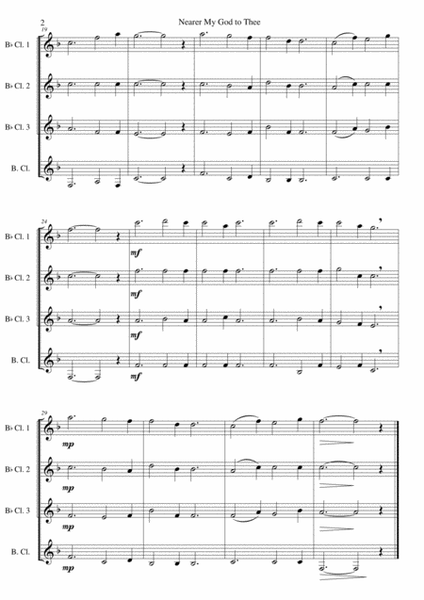 Nearer my God to Thee (Bethany) for clarinet quartet (3 clarinets and 1 bass or 4 clarinets) image number null