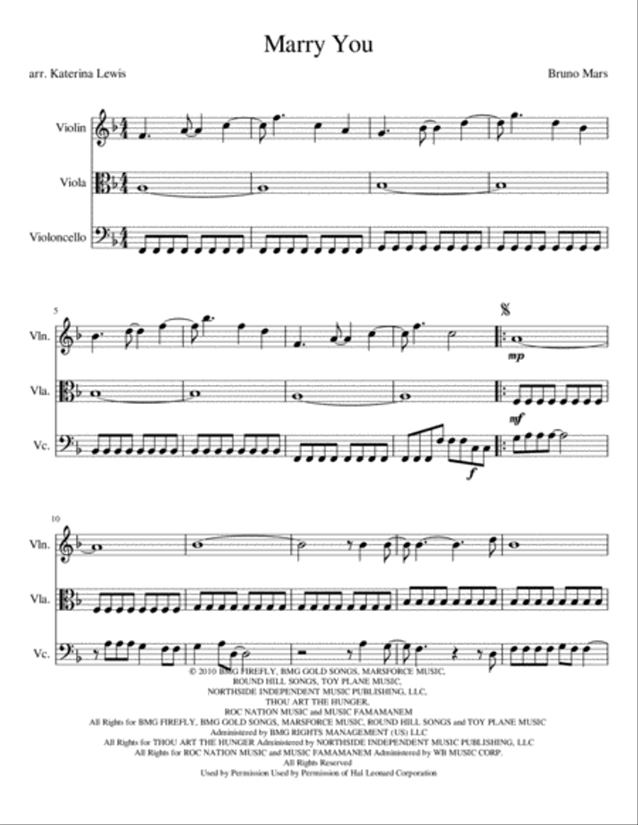 Marry You String Trio scores gallery preview page 1
