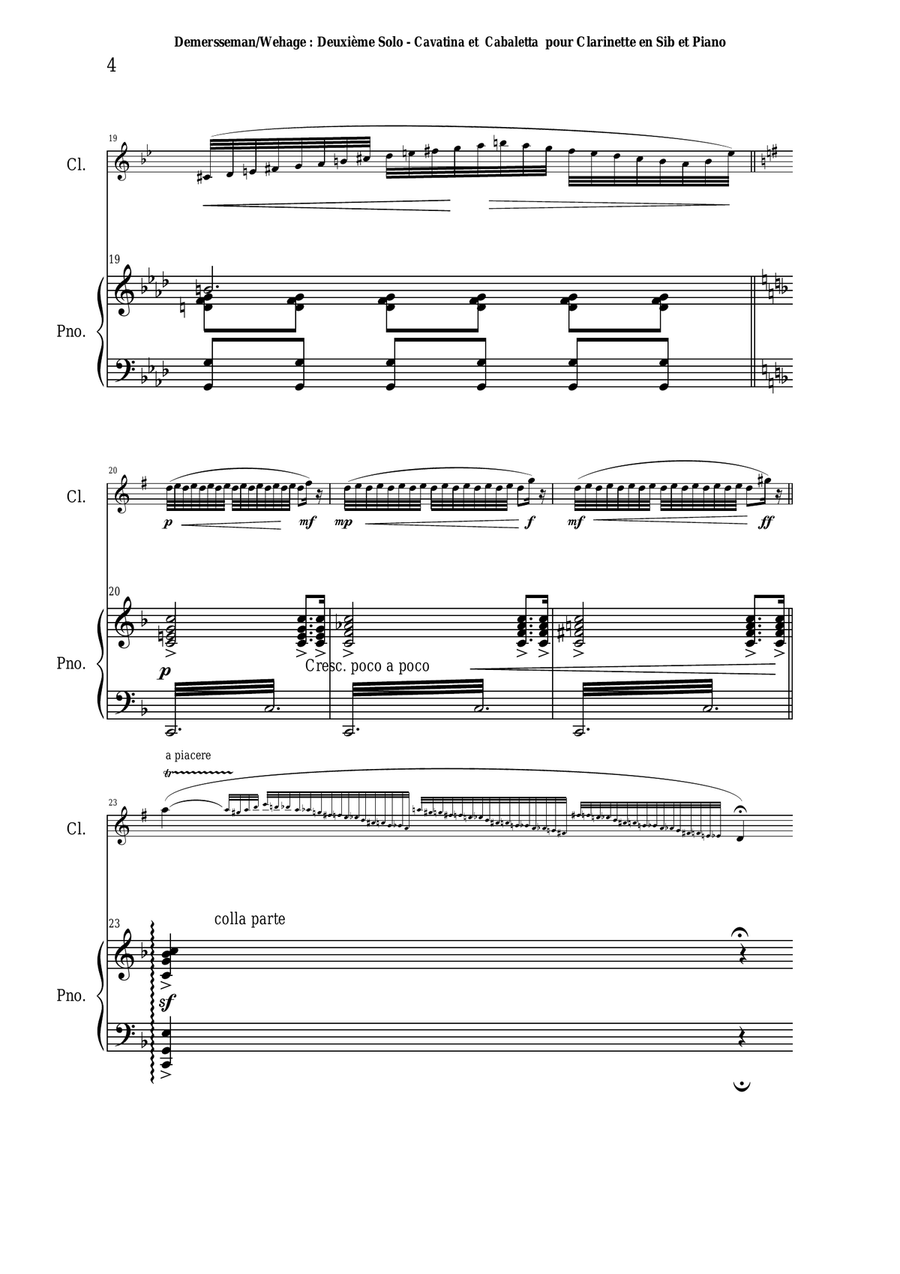 Jules Demersseman : Deuxième Solo : Cavatina et Cabaletta for clarinet in Bb and piano B-Flat Clarinet scores gallery preview page 4