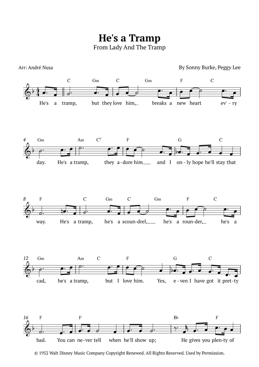 He's A Tramp Guitar scores gallery preview page 1