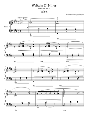 Chopin Waltz in C♯ Minor - Op. 64 No. 2 - Original With Fingered - Waltz No.7
