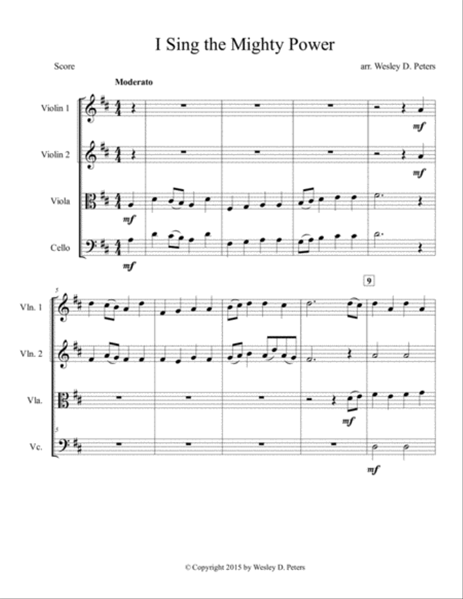 I Sing the Mighty Power of God (String Quartet) String Quartet scores gallery preview page 4