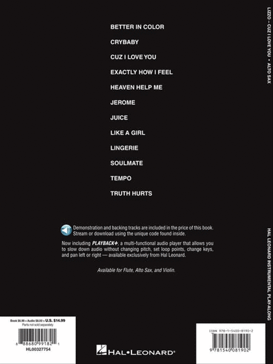 Lizzo – Cuz I Love You Instrumental Play-Along for Alto Sax image number null