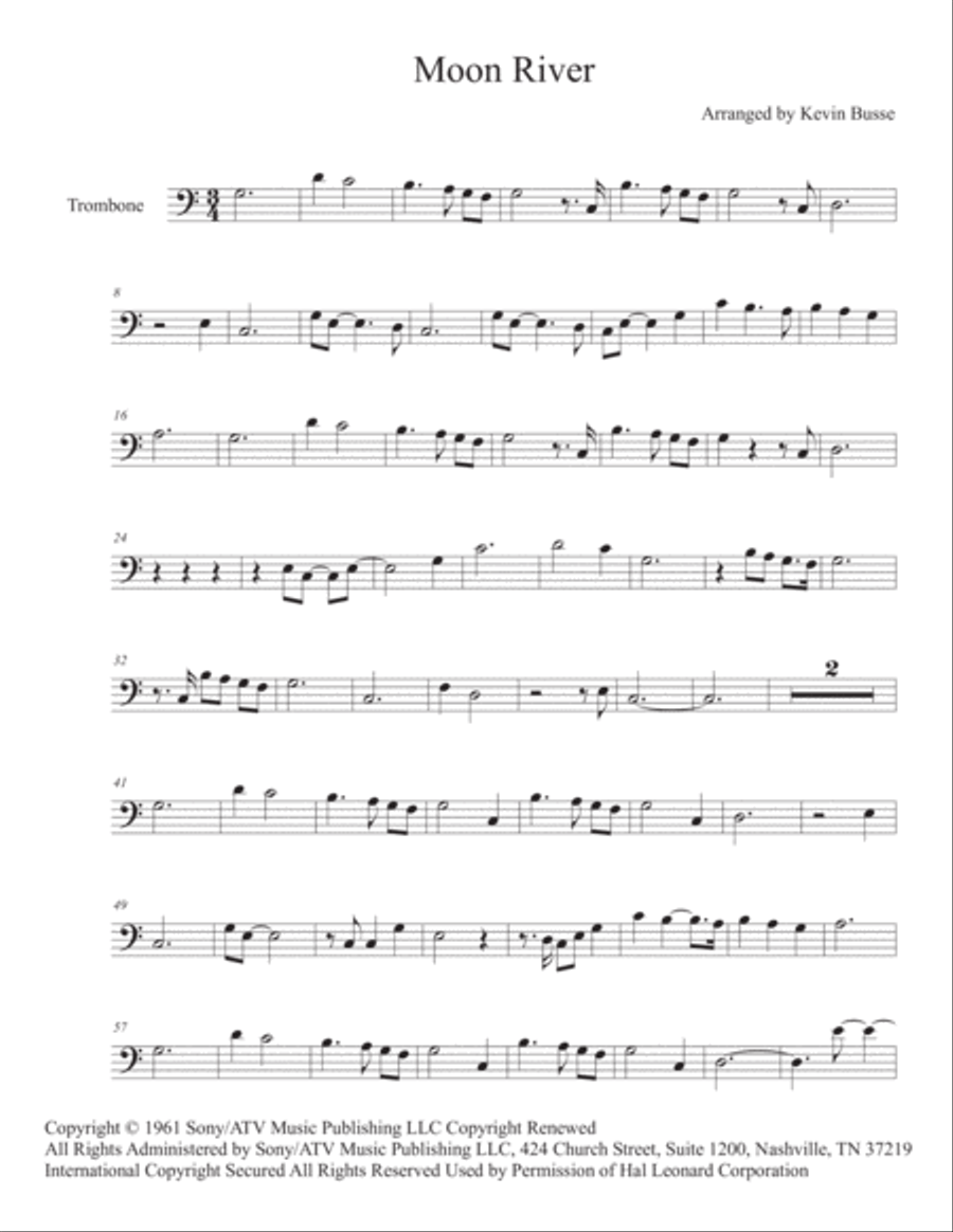 Moon River Trombone Solo scores gallery preview page 1