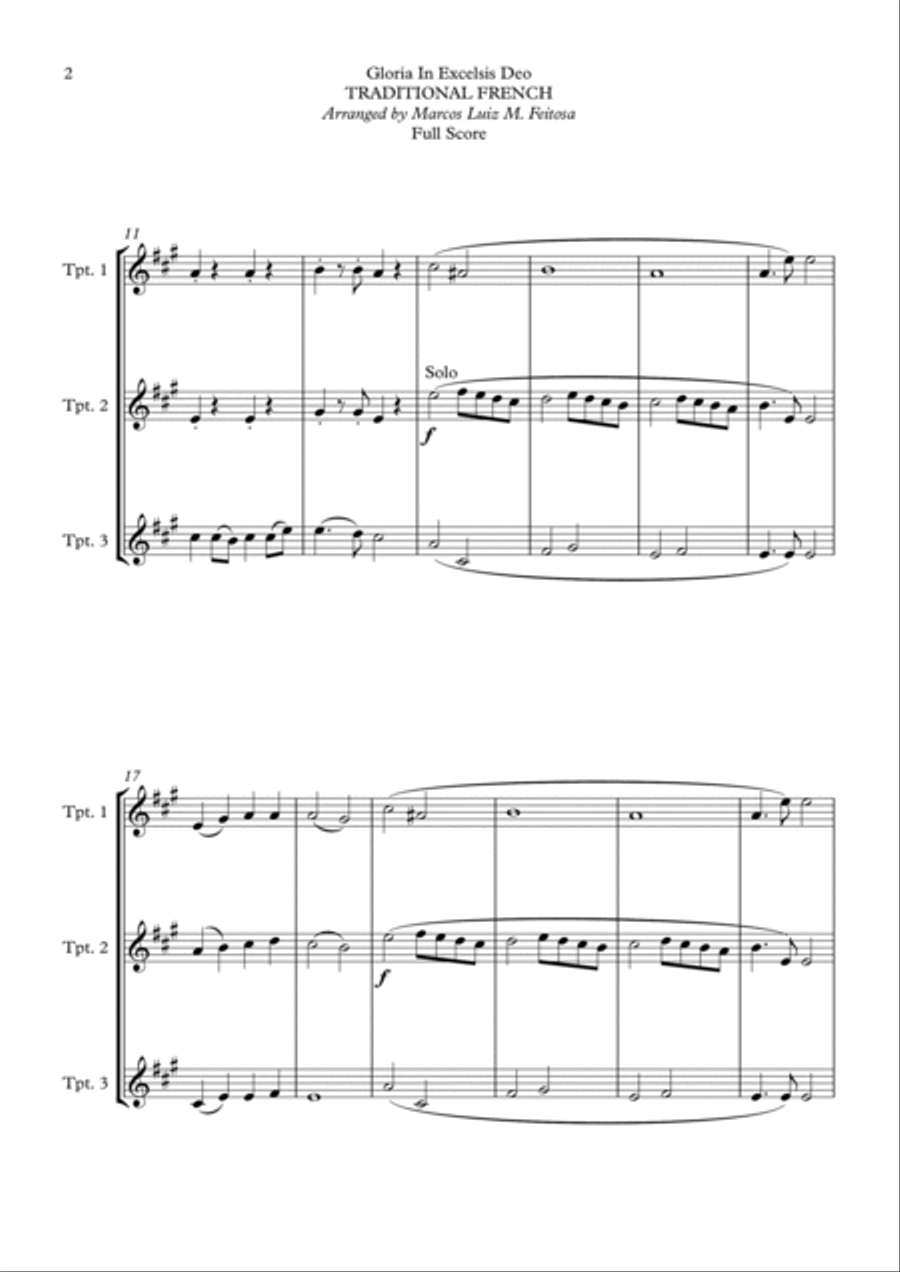 Gloria In Excelsis Deo - Trumpet Trio Trumpet Trio scores gallery preview page 4