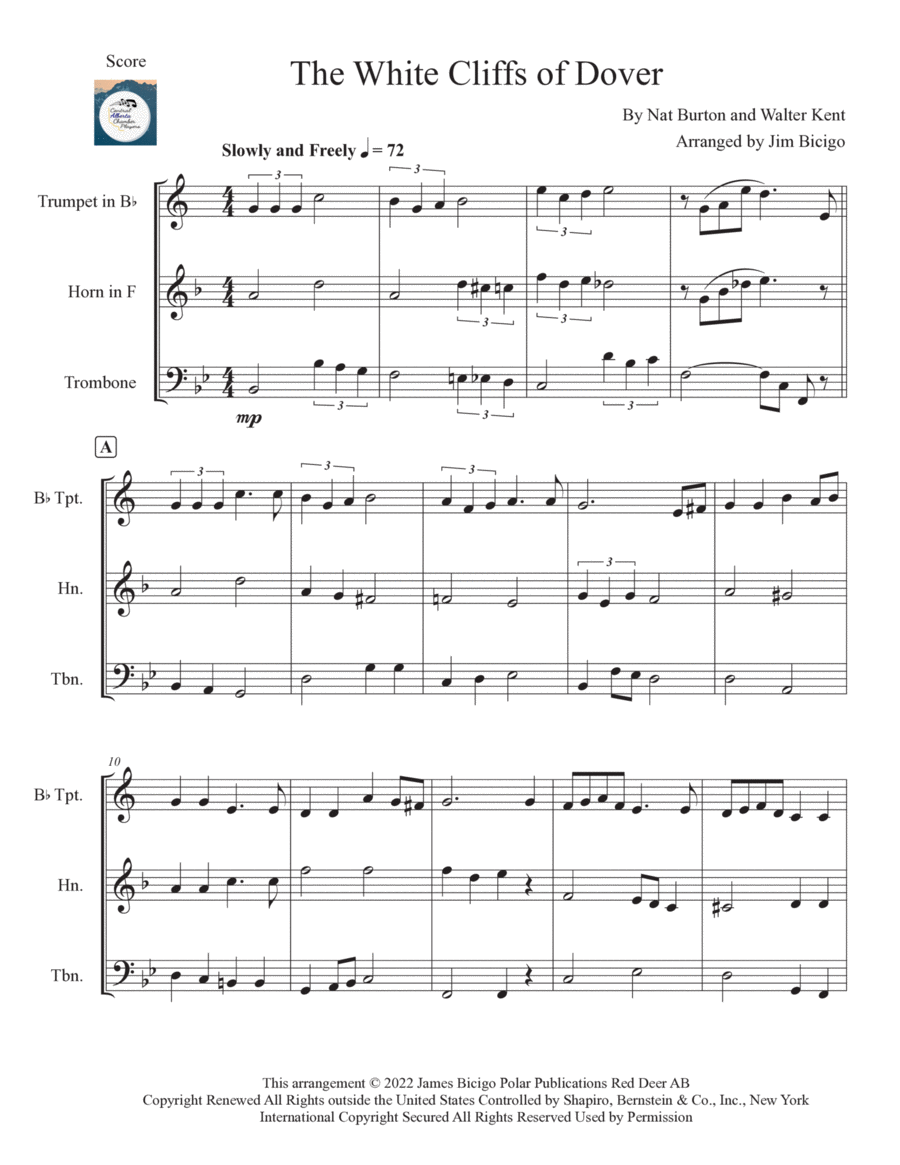 (there'll Be Bluebirds Over) The White Cliffs Of Dover Horn scores gallery preview page 1