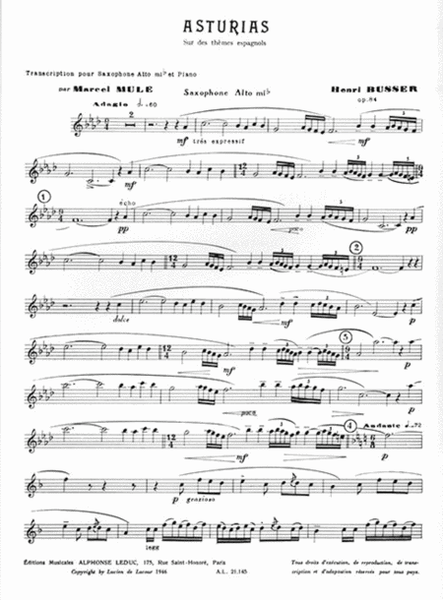 Asturias On Spanish Tunes, Op. 84 (alto Saxophone And Piano)