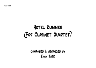 Book cover for Hotel Kummer (for Clarinet Quartet)